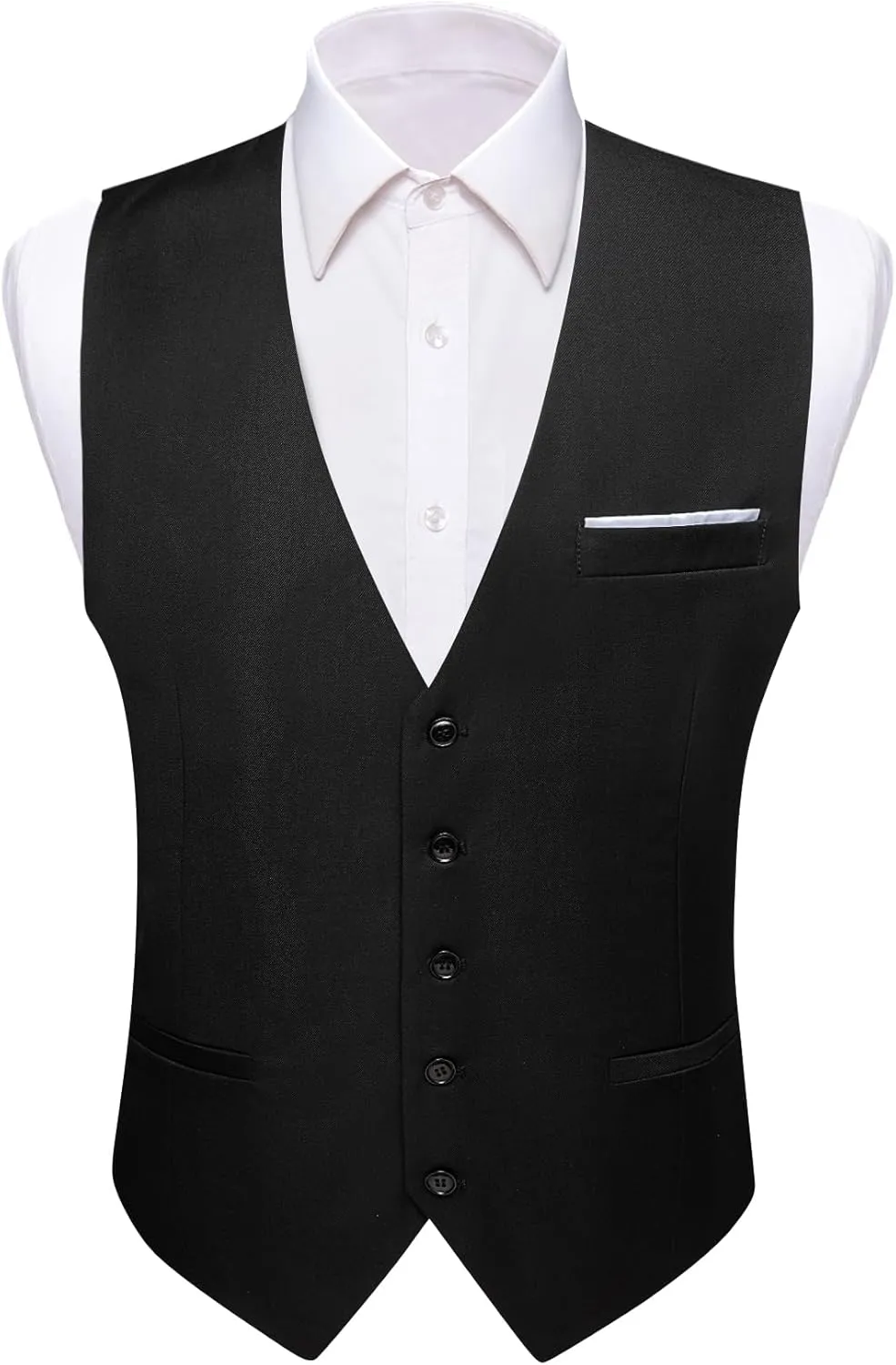 Barry.Wang Mens Formal Suit Vest Striped Casual V-neck Slim Fit Solid Color Waistcoat for Wedding Party Tuxedo
