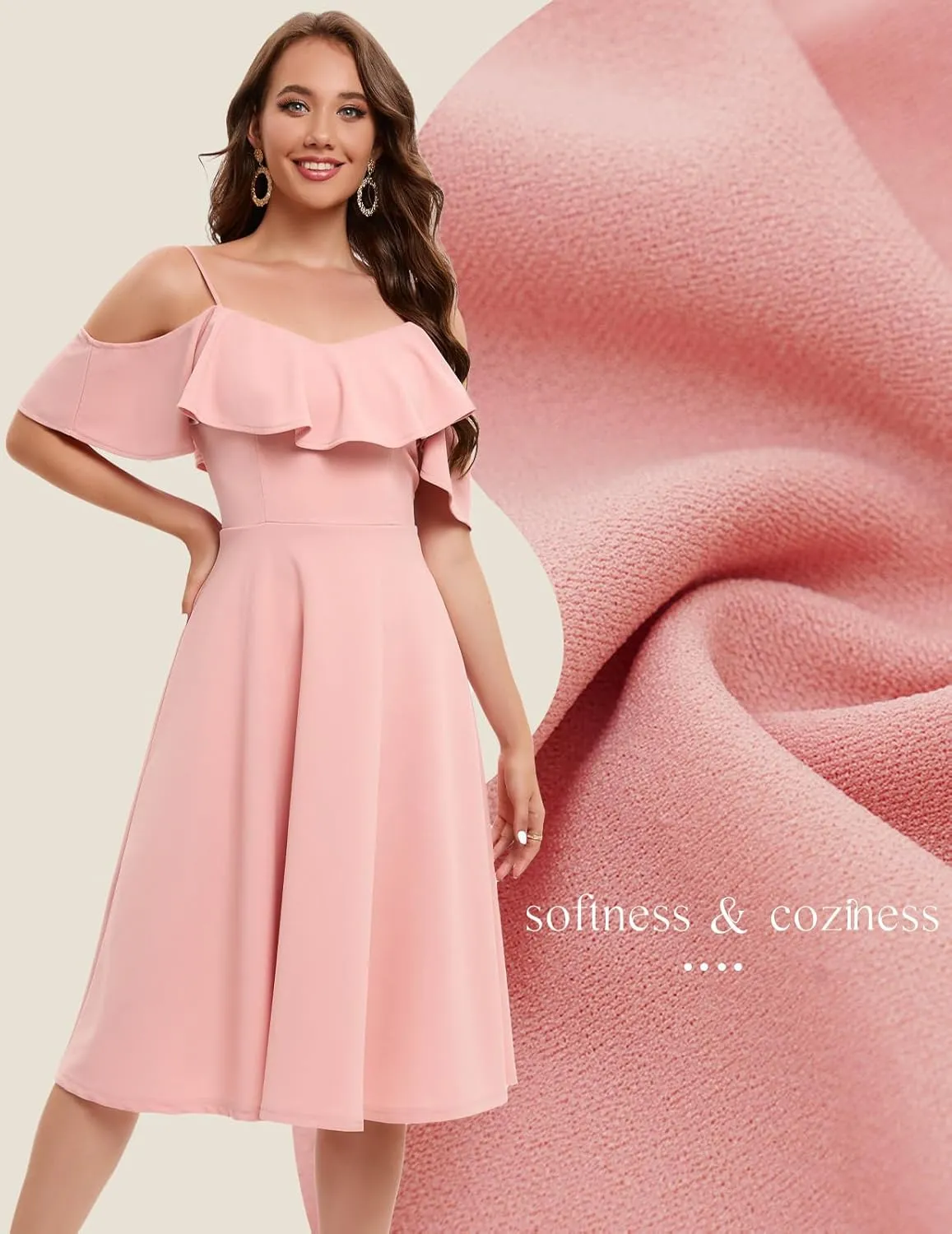 Bbonlinedress Womens Off Shoulder Summer Wedding Guest Dress Formal Cocktail Prom Graduation Homecoming A-line Midi Dress