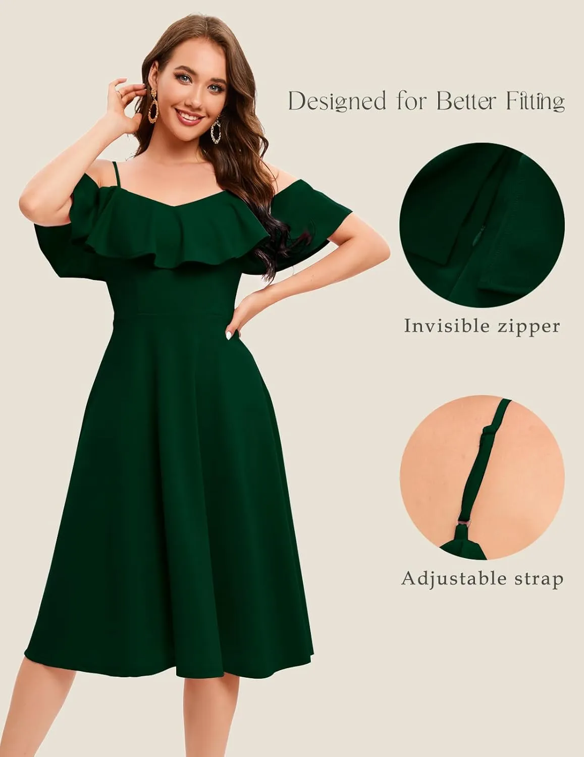 Bbonlinedress Womens Off Shoulder Summer Wedding Guest Dress Formal Cocktail Prom Graduation Homecoming A-line Midi Dress