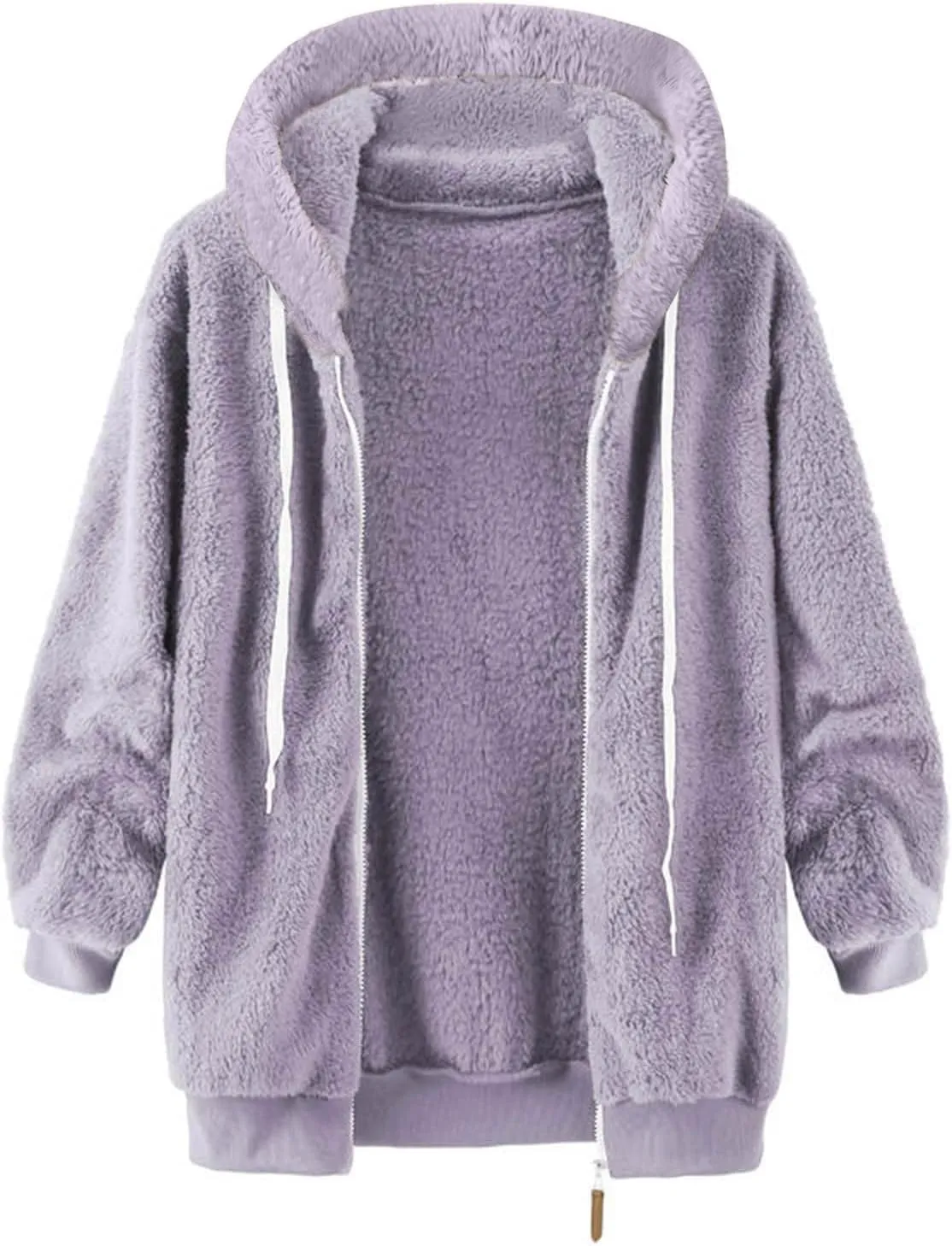 Cbcbtwo Fuzzy Fleece Jacket for Women Plus Size Warm Winter Coats Fluffy Sherpa Hoodie Zip up Casual Cardigan Outerwear