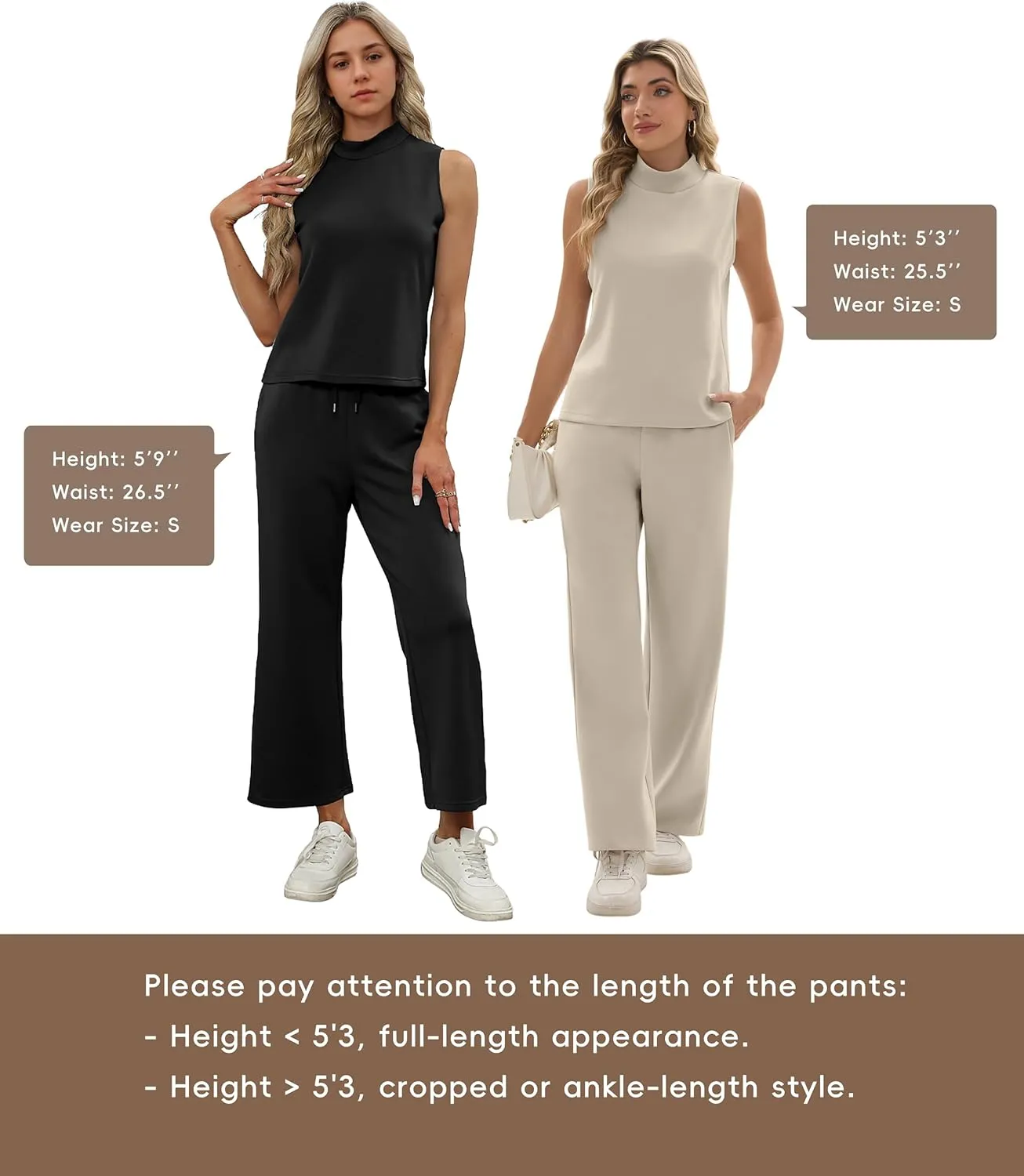 FUNYYZO Women's 2 Piece Outfits Lounge Sets Casual Sleeveless Summer V-Neck Dressy Collared Tracksuit Lounge