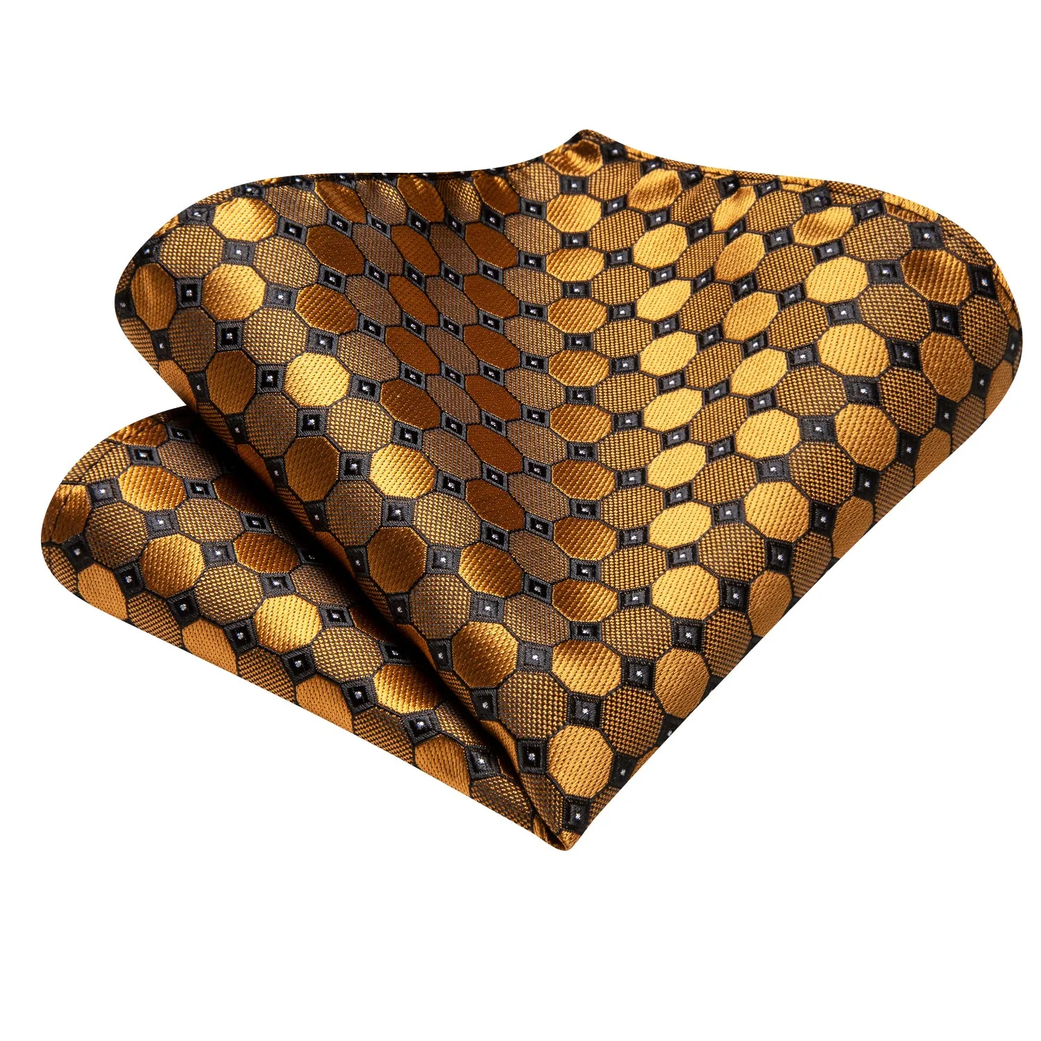 Golden Polka Dot Ascot Pocket Square Cufflinks Set