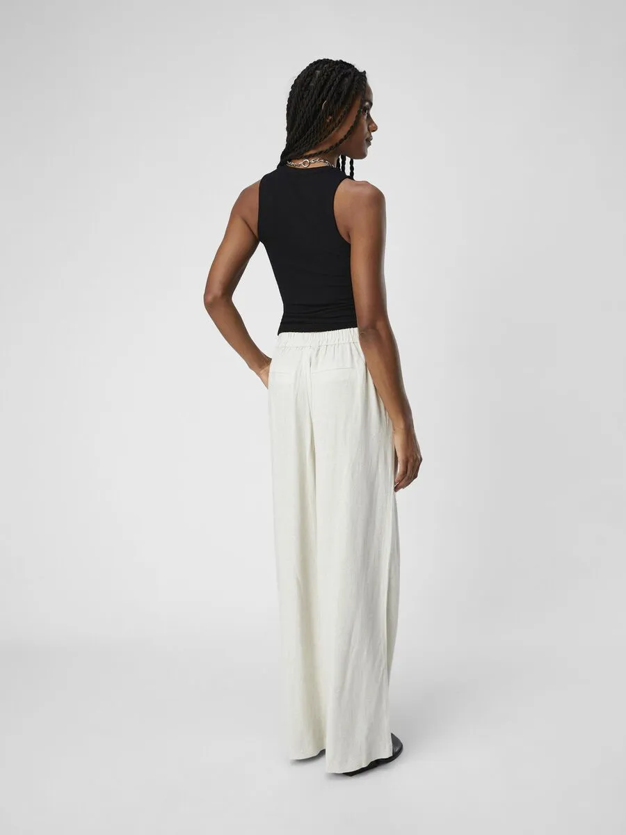 Janne Linen Blend Wide Leg Trousers (Sandshell)