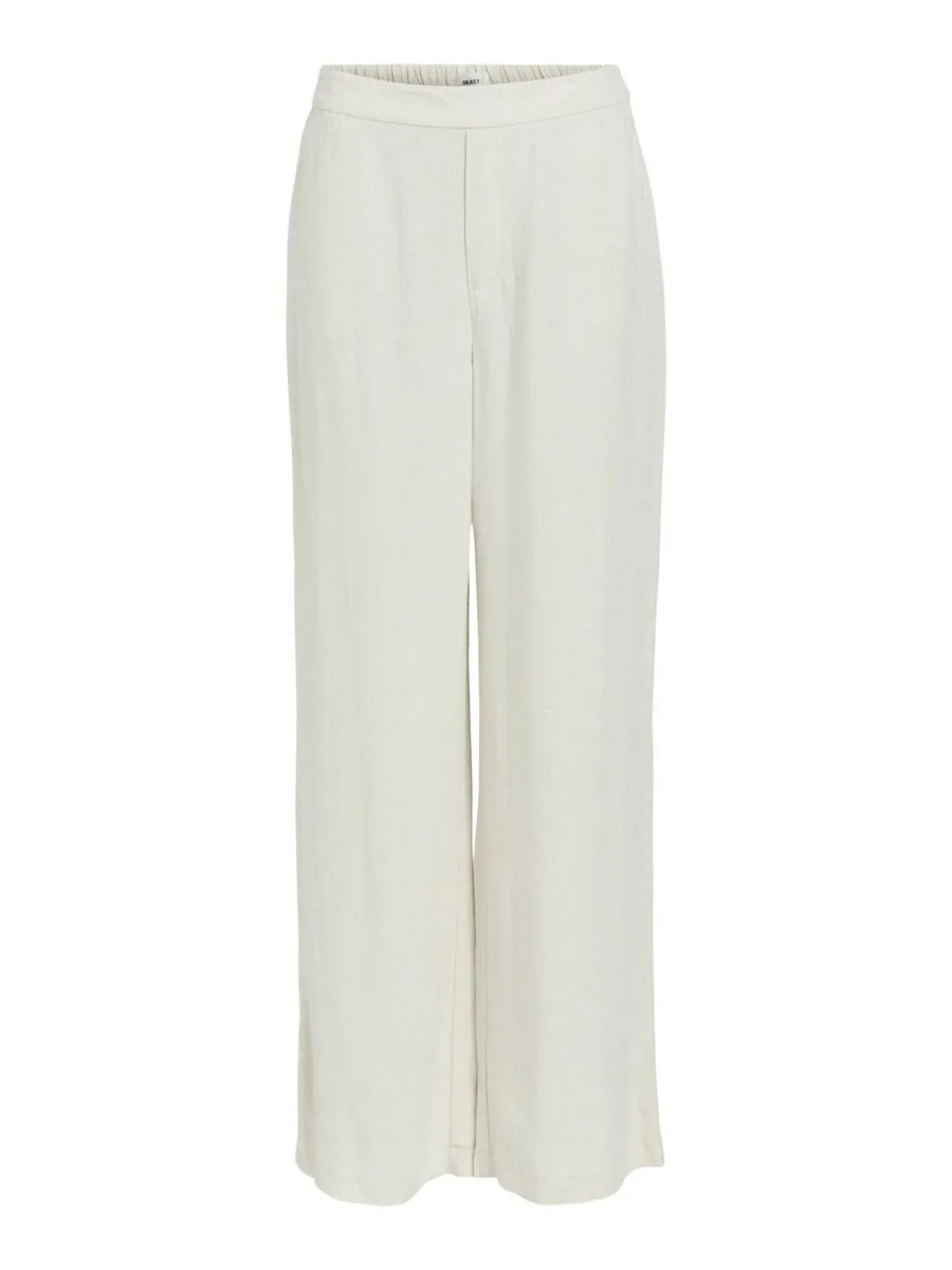 Janne Linen Blend Wide Leg Trousers (Sandshell)