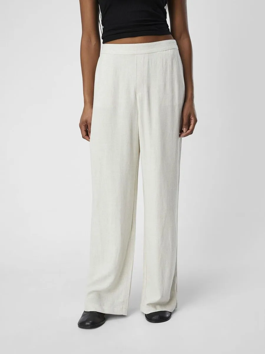 Janne Linen Blend Wide Leg Trousers (Sandshell)