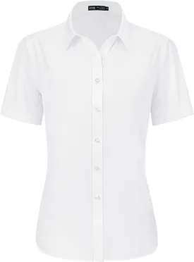 J.VER Womens Button Down Shirts Stretch Wrinkle Free Formal Short Sleeve Dress Shirt Summer Work Blouses Business Casual Tops