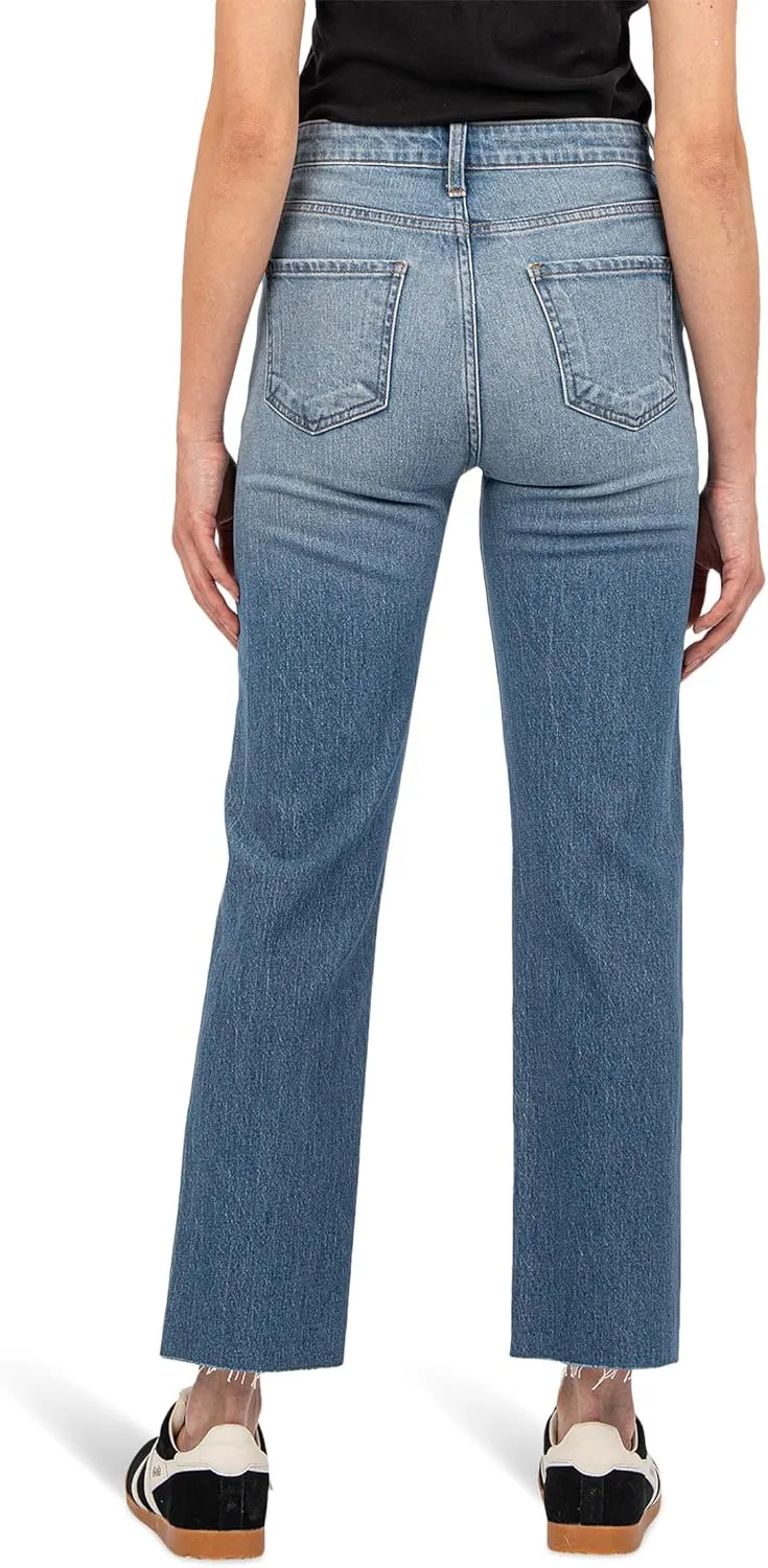 KUT from the Kloth Women's Fay High-Rise Ankle Straight Leg-Hidden Button Fly in Passionate