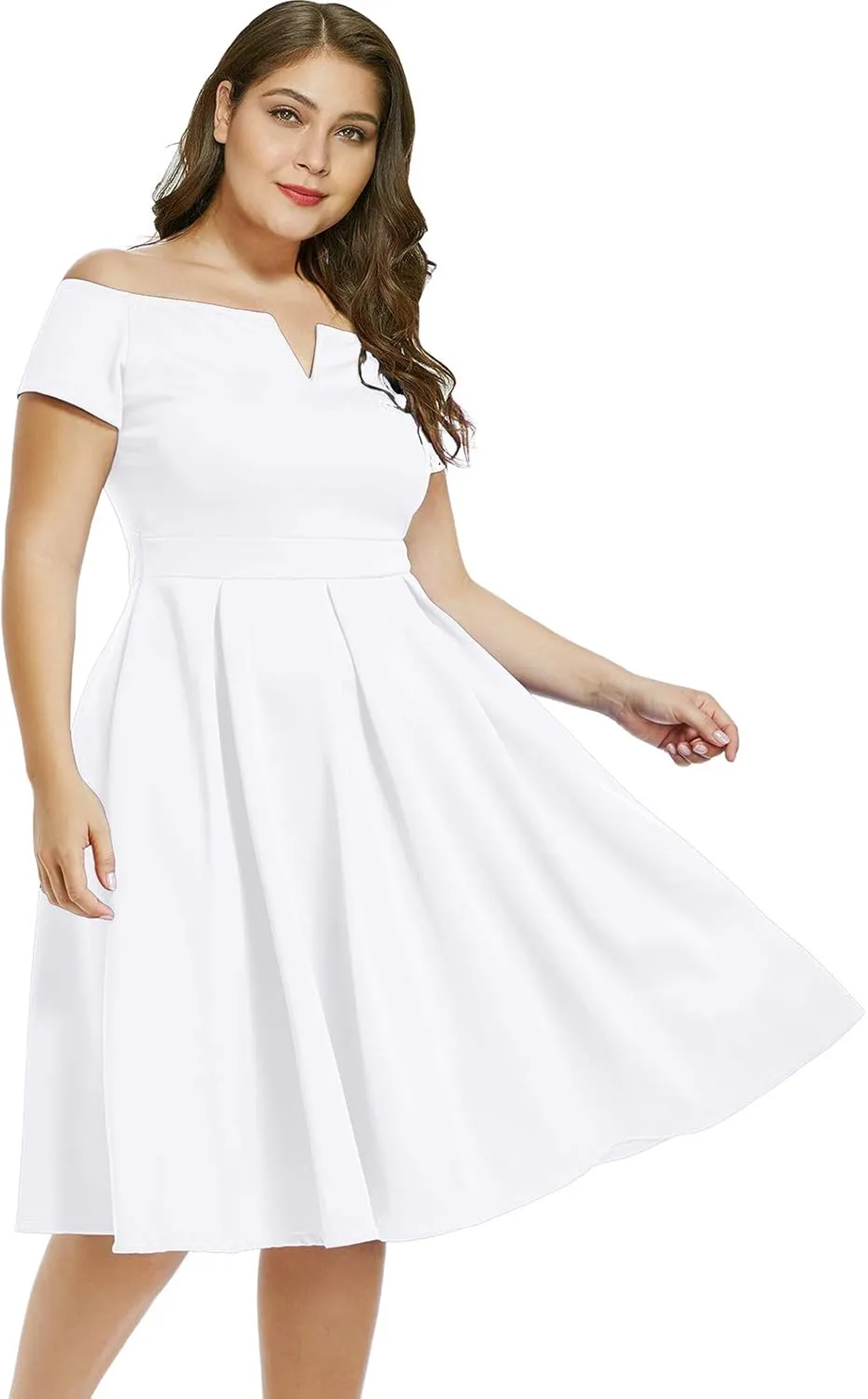 LALAGEN Women's Plus Size Vintage 1950s Party Cocktail Wedding Swing Midi Dress