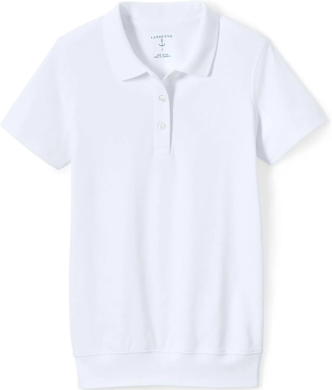 Lands' End School Uniform Big Kids Short Sleeve Banded Bottom Polo Shirt