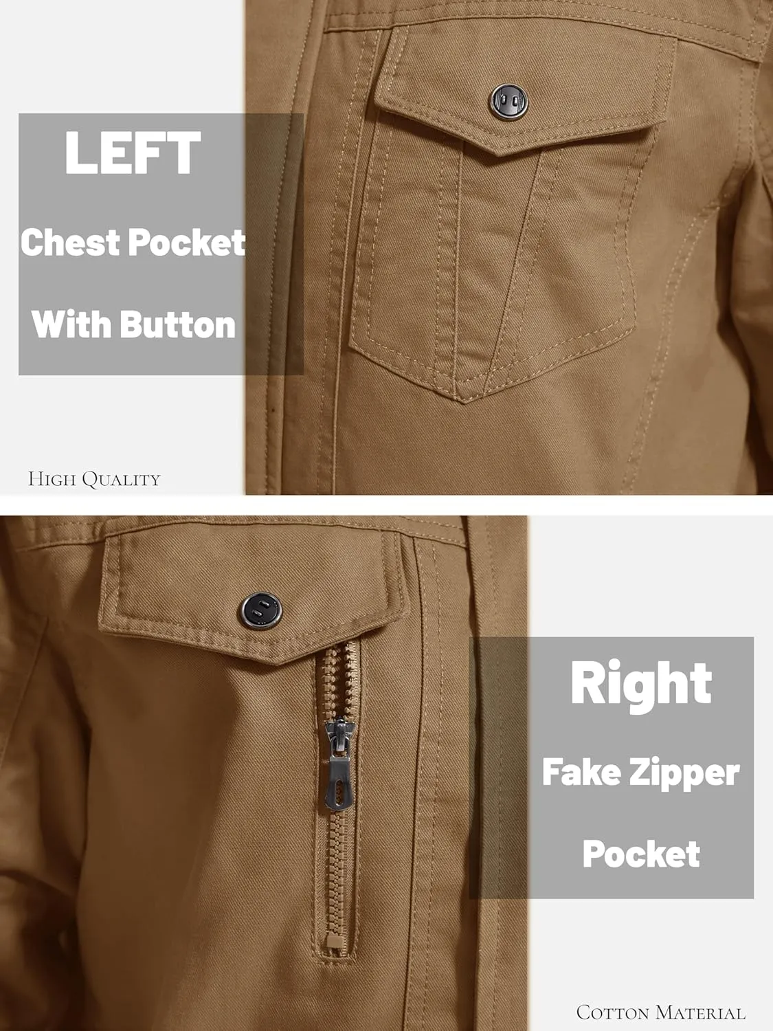 MAGCOMSEN Mens Winter Jacket Fleece Lined Work Jackets Waxed Canvas Shirt Jackets Warm Sherpa Trucker Military Jacket
