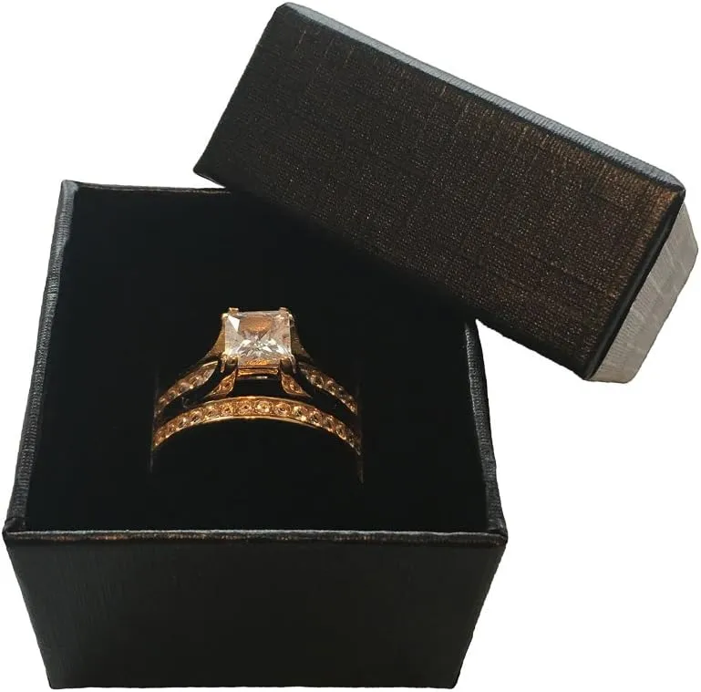Marimor Jewelry Black Ring Gift Box With Foam and Velvet Insert Wholesale Pack Of (12)