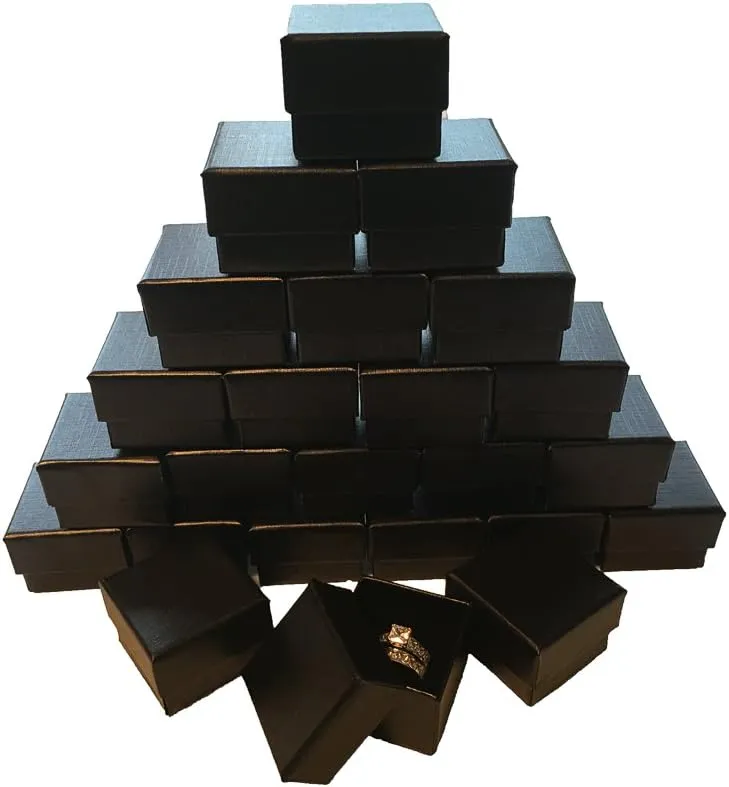 Marimor Jewelry Black Ring Gift Box With Foam and Velvet Insert Wholesale Pack Of (12)