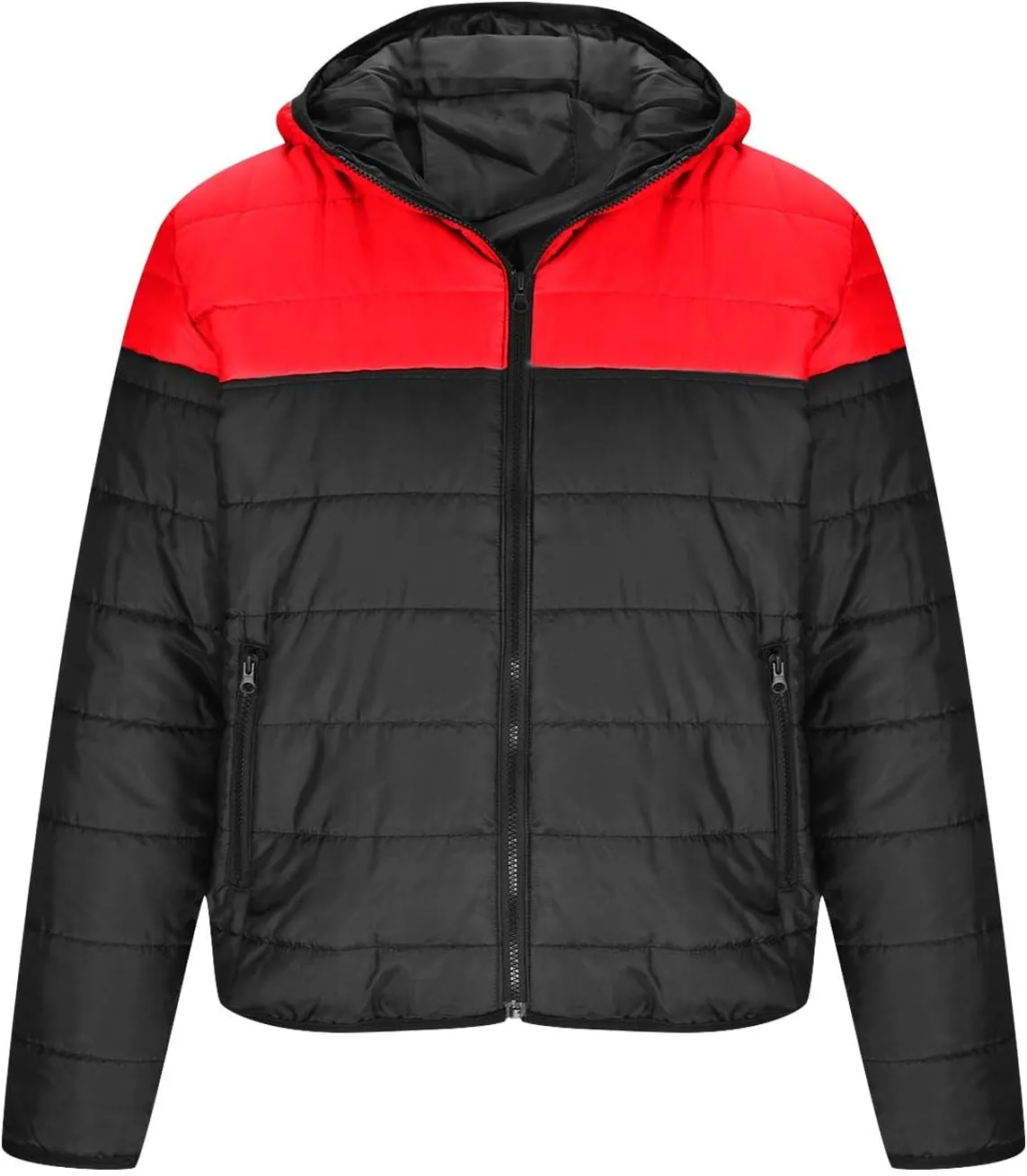 Mens Color Block Puffer Jacket Lightweight Packable Down Coat Zip up Quilted Jacket Padded Insulated Coat Winter Coats