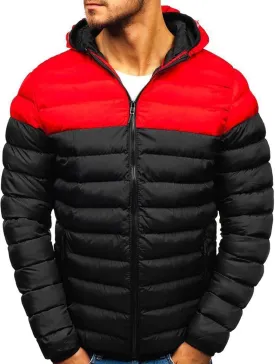 Mens Color Block Puffer Jacket Lightweight Packable Down Coat Zip up Quilted Jacket Padded Insulated Coat Winter Coats