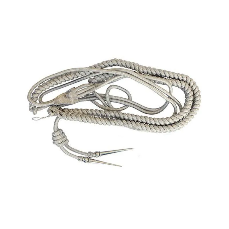 Military Uniform Mylar Aiguillette with Silver Tips