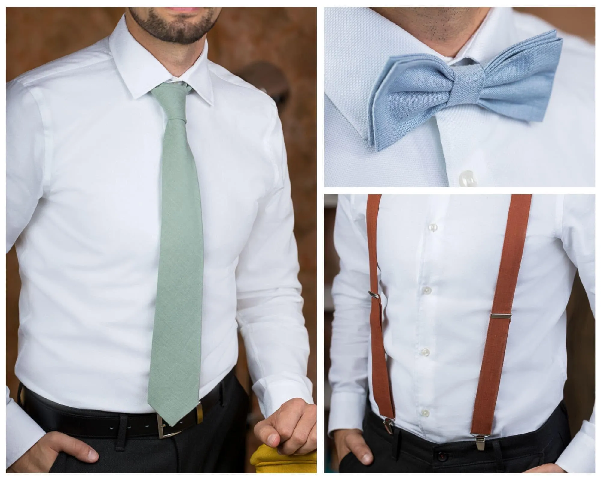 Mustard Bow Tie and Suspender Set for Boys and Men - Add a Pop of Color to Your Outfit
