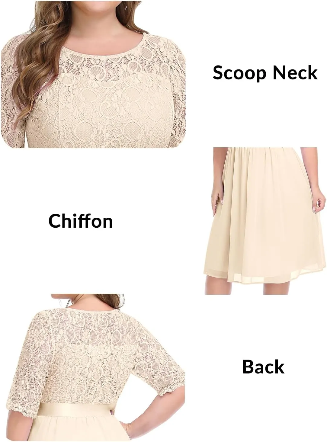Pinup Fashion Plus Size Lace Chiffon Wedding Guest Dresses Women Cocktail Party Midi Dress