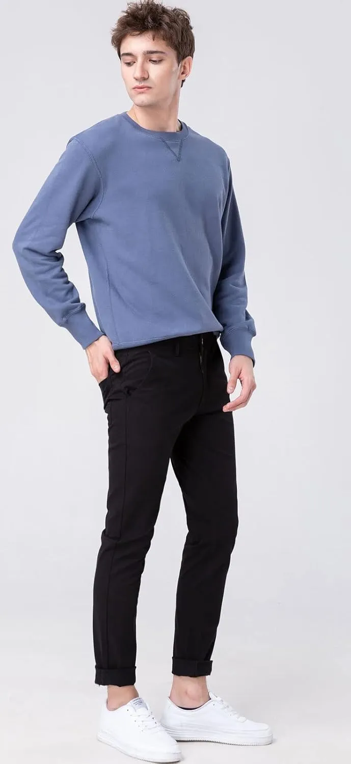 Plaid&Plain Mens Skinny Khaki Pants Skinny Fit Chinos