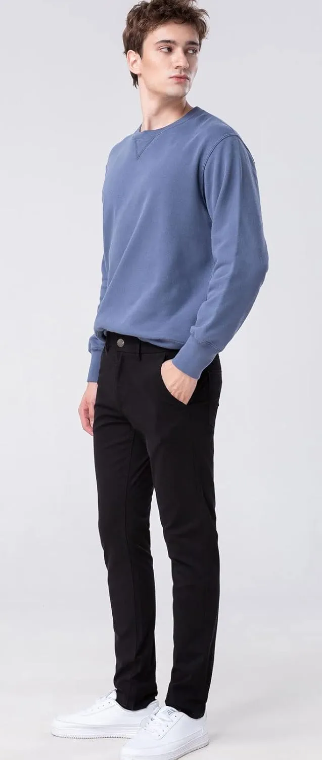 Plaid&Plain Mens Skinny Khaki Pants Skinny Fit Chinos