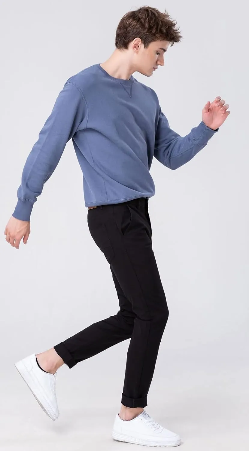 Plaid&Plain Mens Skinny Khaki Pants Skinny Fit Chinos