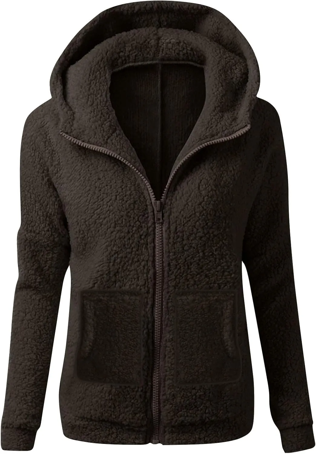 Sherpa Jacket Women Lightweight Fleece Zip Up Hoodie Jackets Casual Cozy Soft Fluffy Fuzzy Sweater Coats with Pockets