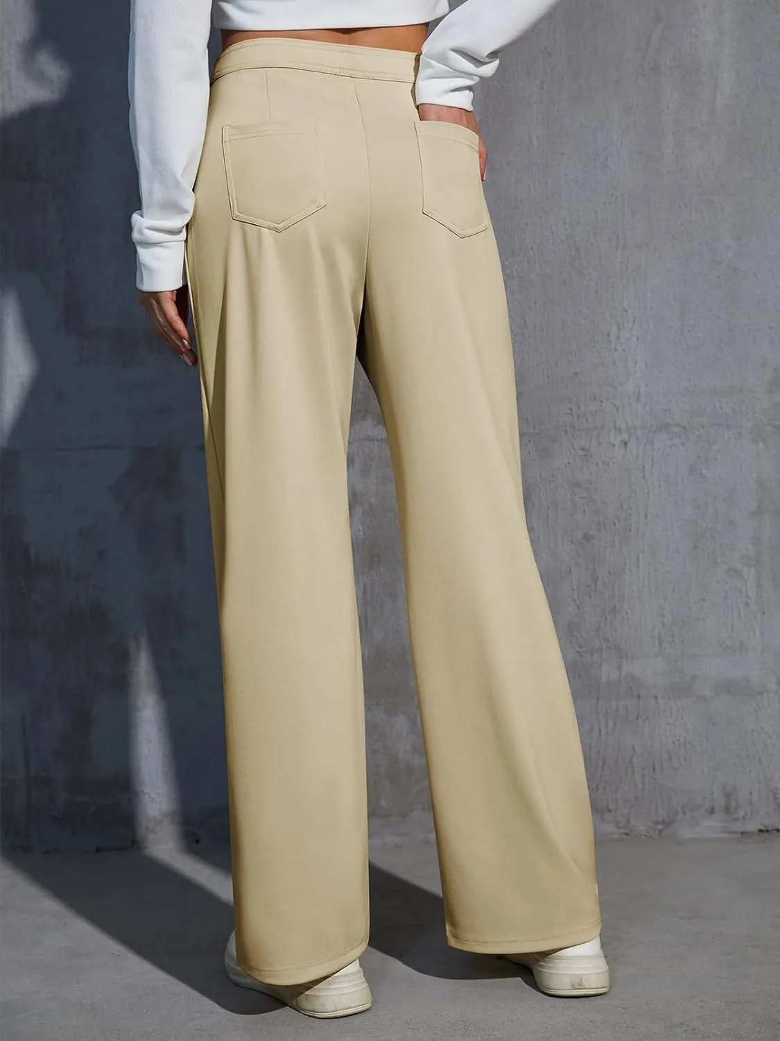 Womens High Waist Wide Leg Pants Casual Pants for Women Stretchy Business Dress Work Pocket Trousers Pant