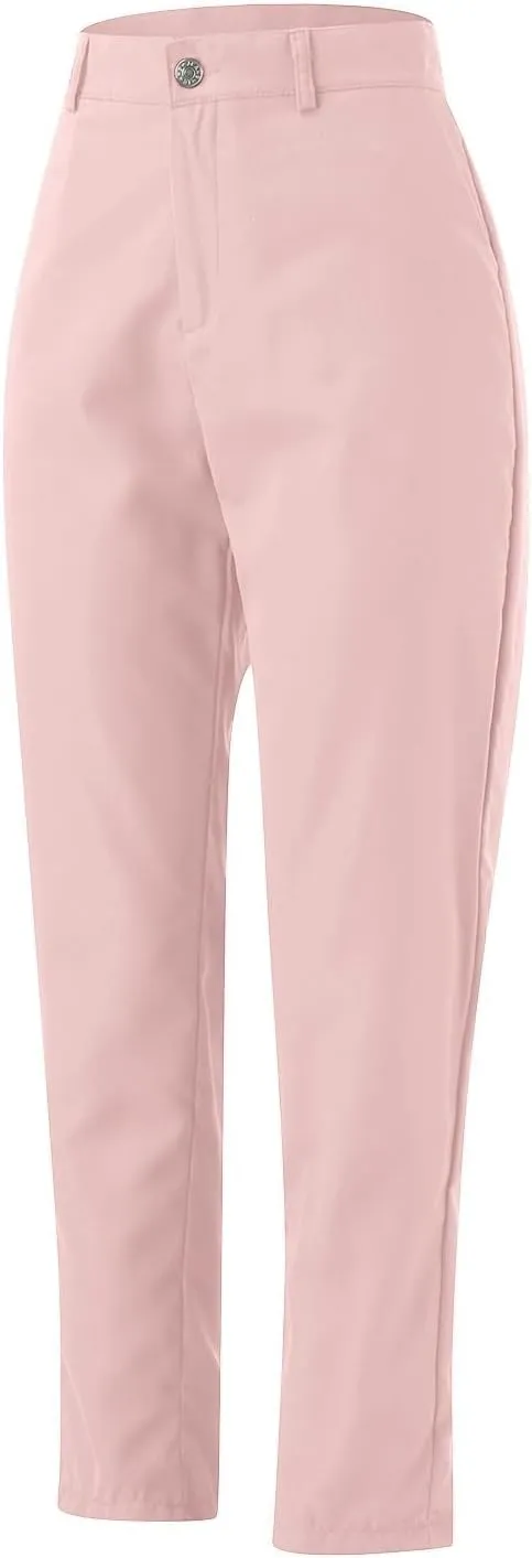 Womens Work Pants Casual Daily Straight Leg Skinny Slim Pants High Waisted Zipper Button Trousers for Business Slacks